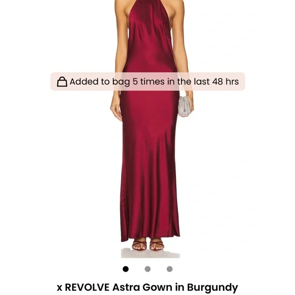 REVOLVE Burgundy Satin Halter Gown - Picture 3 of 4